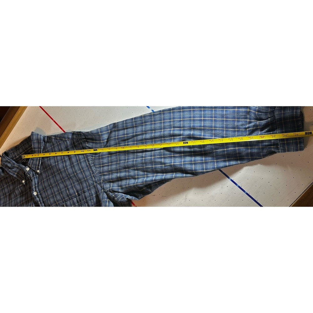 Ralph Lauren Jeans Co Button Down Flannel XXL Blue Yellow Plaid Shirt Excellent - Picture 9 of 10